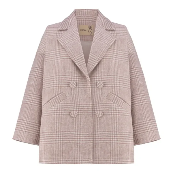 پالتو زنانه چهارخانه کوتاه