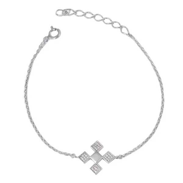 دستبند نقره زنانه طرح هندسی