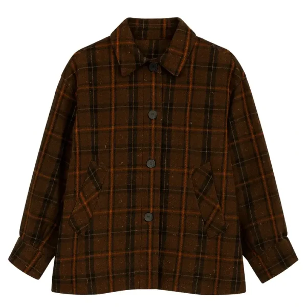 پالتوی زنانه چهارخانه قهوه ای