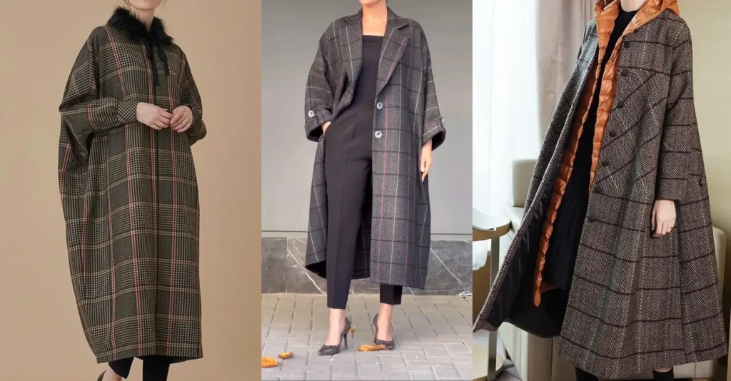 پالتو زنانه فوتر چهارخانه