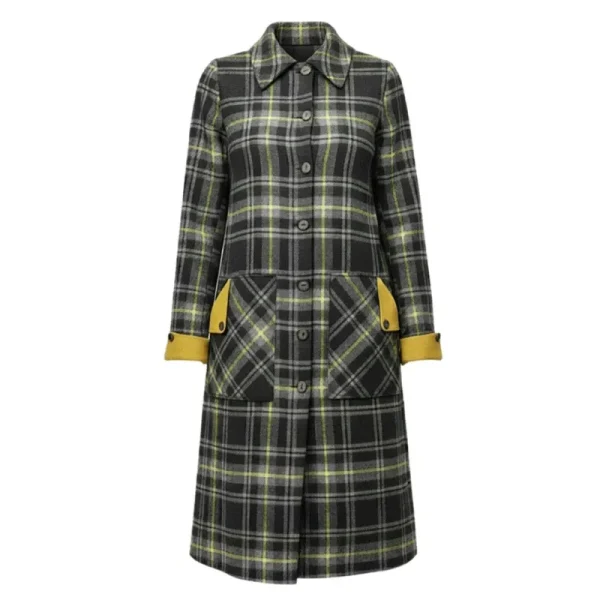 پالتو زنانه چهارخانه بلند